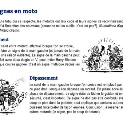 Les signes en moto